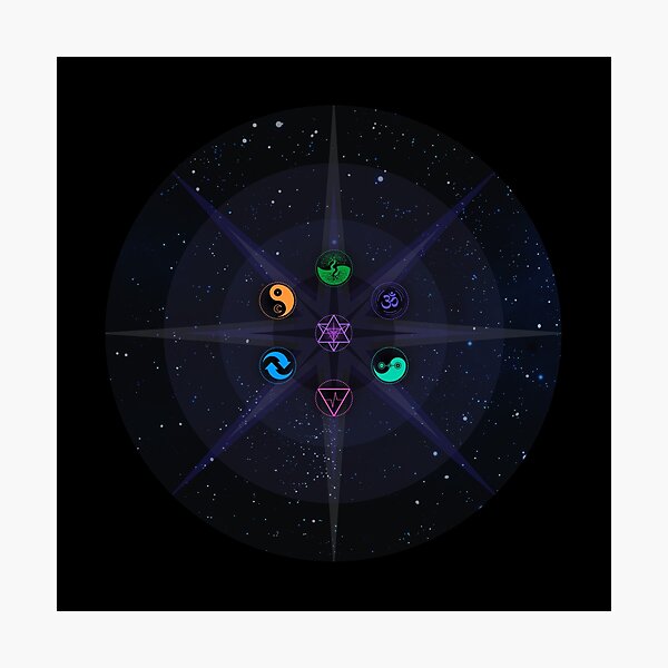 Stars with Colored Universal Principles of Alchemy Symbols Photographic Print