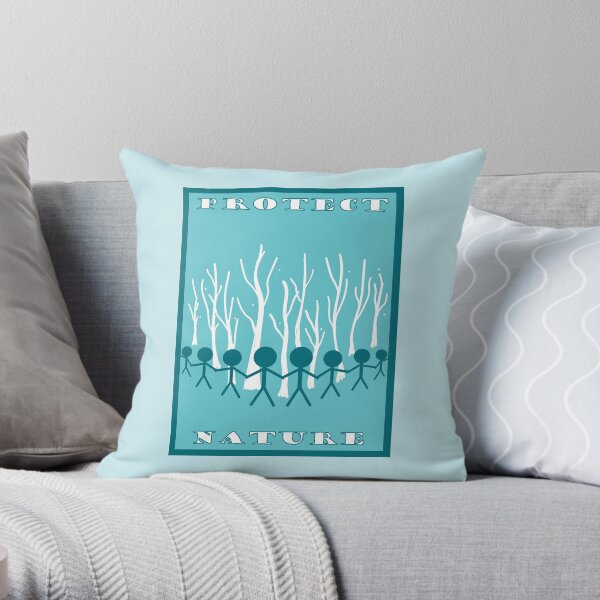Protect Nature- Blue (Environmentalism) Throw Pillow