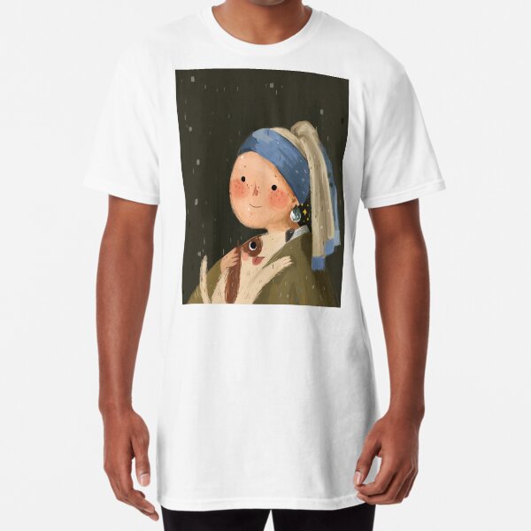 Chica con un arete de perla Camiseta larga