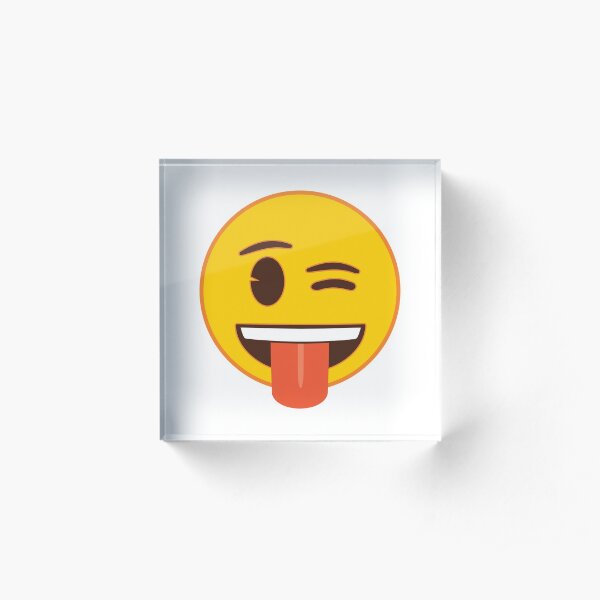 Winking Face with Tongue Out Emoji Acrylic Block