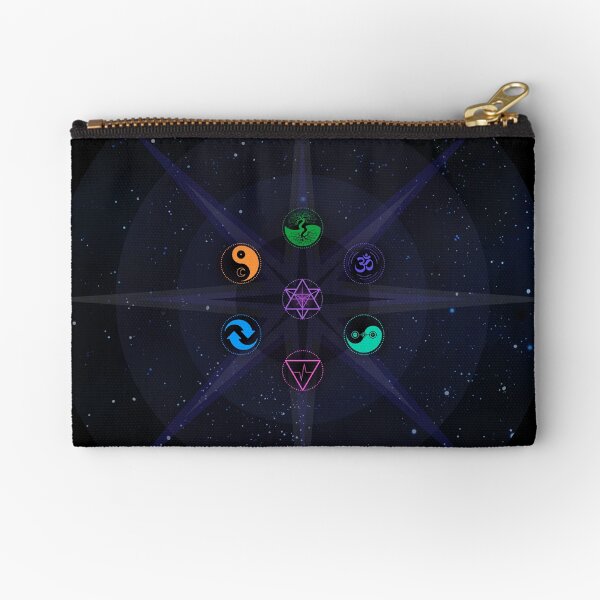 Stars with Colored Universal Principles of Alchemy Symbols Zipper Pouch