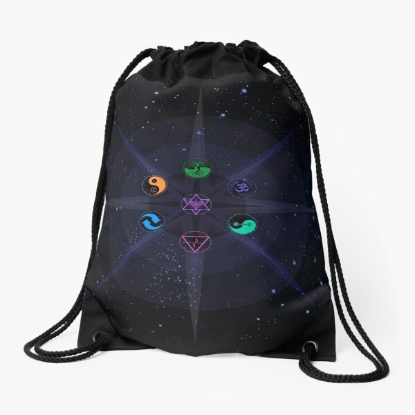 Stars with Colored Universal Principles of Alchemy Symbols Drawstring Bag