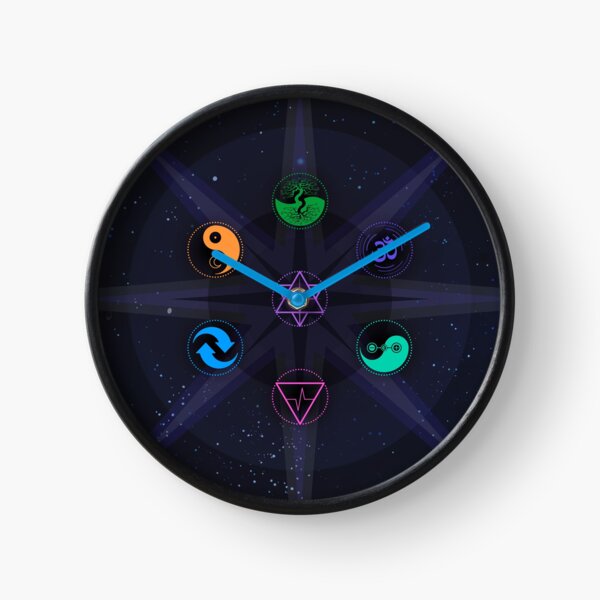 Stars with Colored Universal Principles of Alchemy Symbols Clock