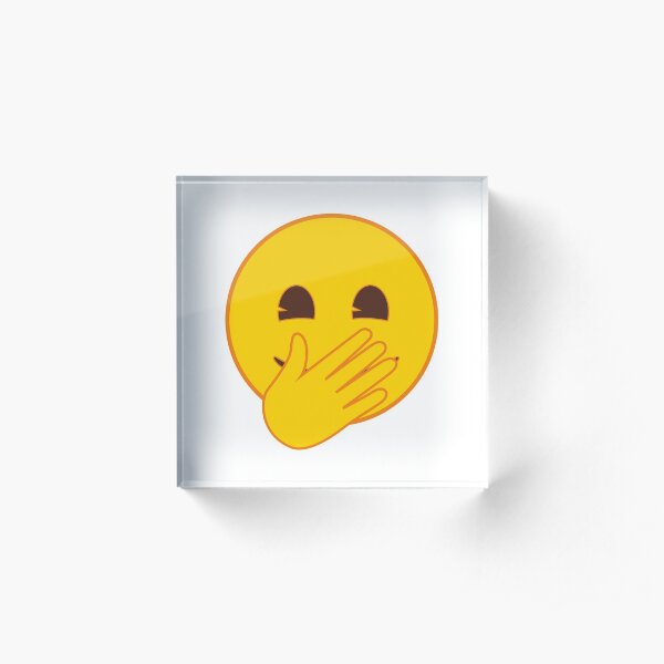 Face with Hand Over Mouth Emoji Acrylic Block