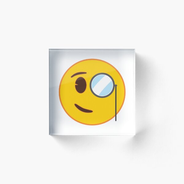 Face with Monocle Emoji Acrylic Block