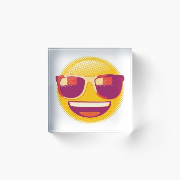 Raster Smiling Face with Sunglasses Emoji Acrylic Block