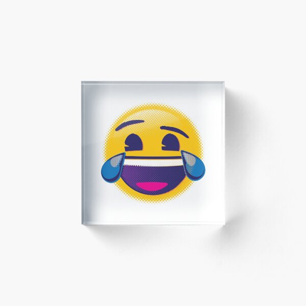 Raster Face with Tears of Joy Emoji Acrylic Block