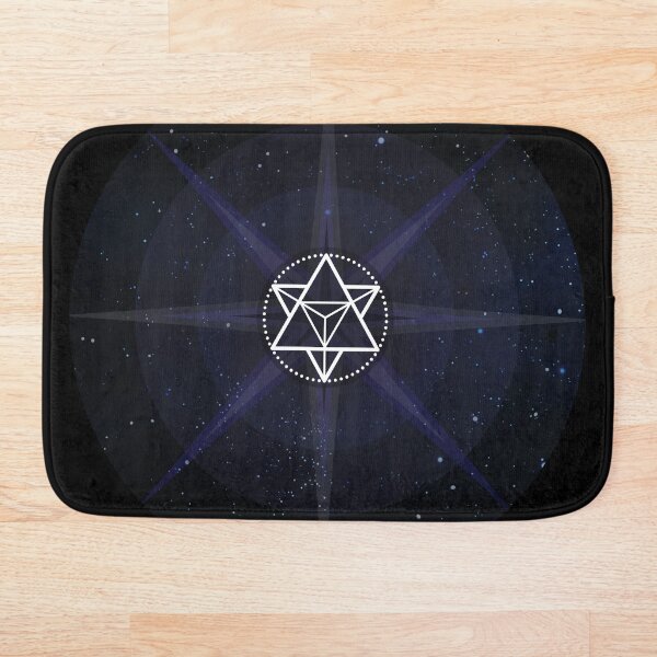 Stars with White Startetrahedron / Merkaba Symbol Bath Mat
