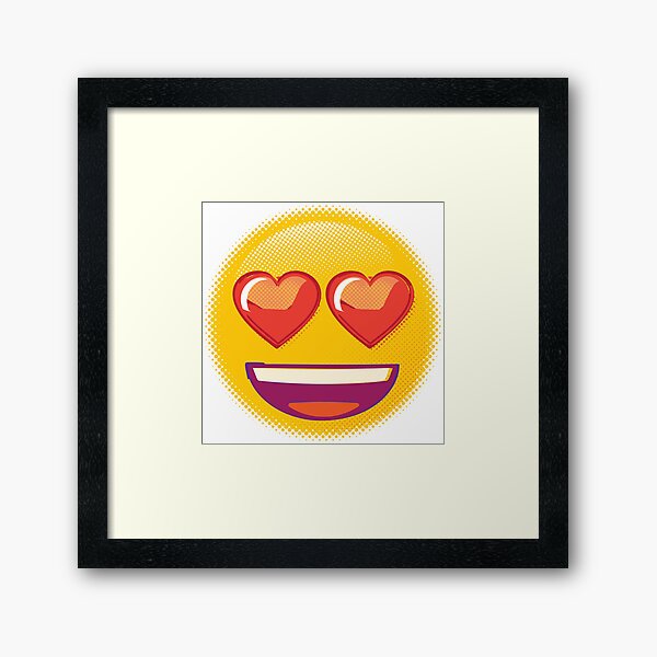 Raster Heart Eyes Emoji Framed Art Print