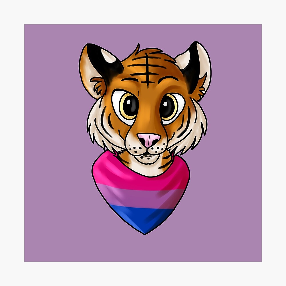 Tiger head LGBTQ Pride Flag- Bisexual | Poster
