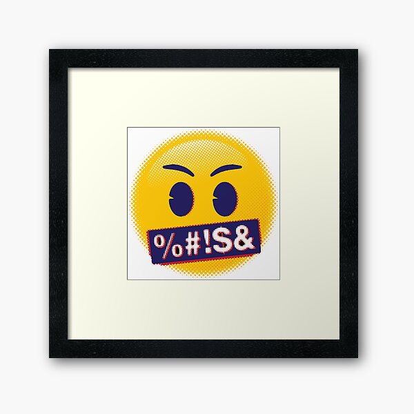 Raster Censored Mouth Emoji Framed Art Print