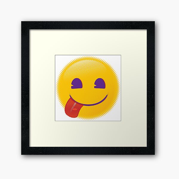Raster Tongue Out Emoji Framed Art Print