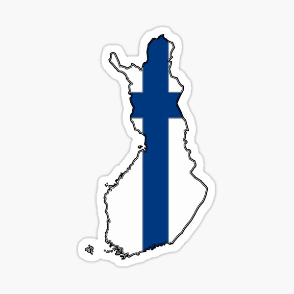 Finland Map With Flag of Finland Sticker