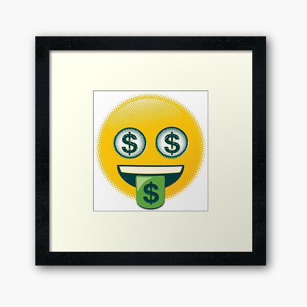 Raster Money-Mouth Emoji Framed Art Print