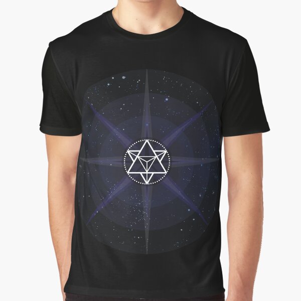 Stars with White Startetrahedron / Merkaba Symbol Graphic T-Shirt