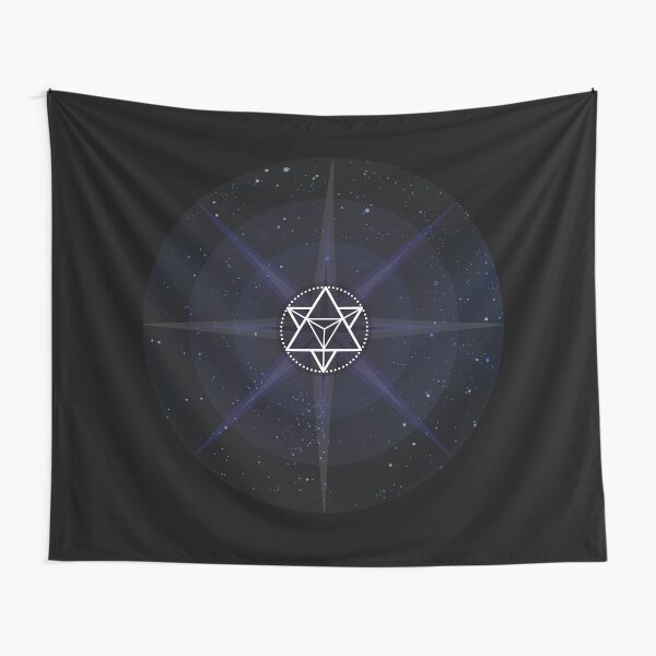 Stars with White Startetrahedron / Merkaba Symbol Tapestry