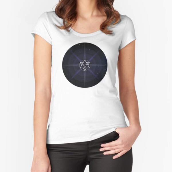 Stars with White Startetrahedron / Merkaba Symbol Fitted Scoop T-Shirt