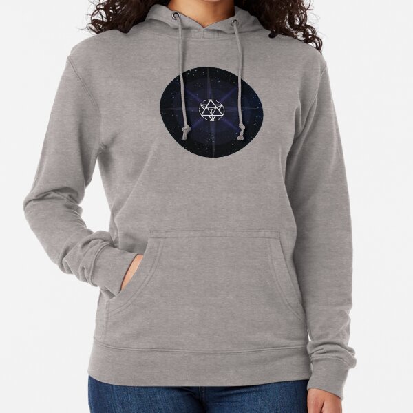 Stars with White Startetrahedron / Merkaba Symbol Lightweight Hoodie