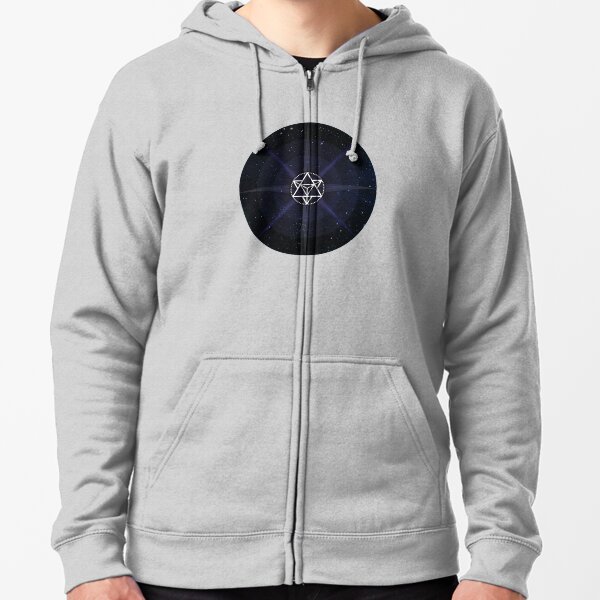 Stars with White Startetrahedron / Merkaba Symbol Zipped Hoodie