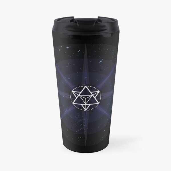 Stars with White Startetrahedron / Merkaba Symbol Travel Mug