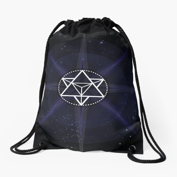 Stars with White Startetrahedron / Merkaba Symbol Drawstring Bag