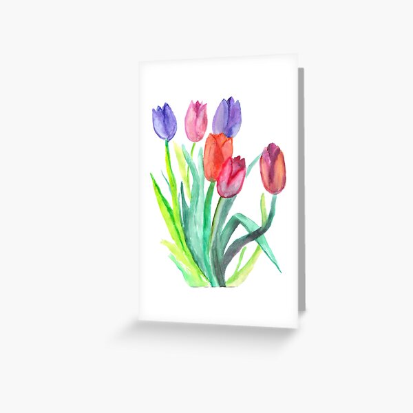 Watercolor Tulips Greeting Card