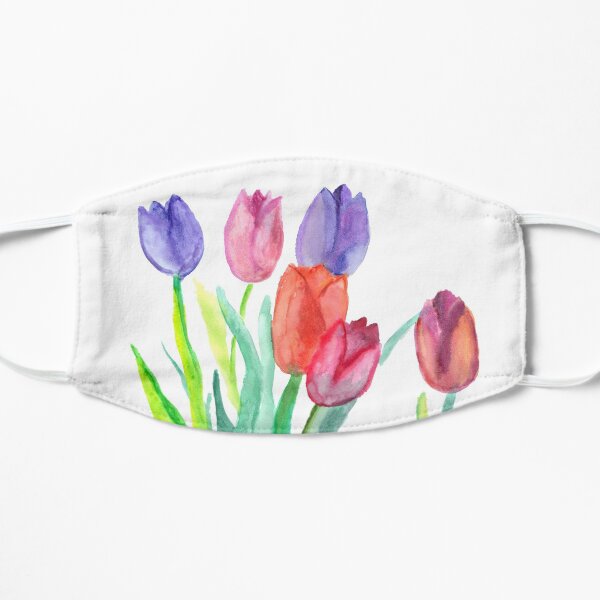 Watercolor Tulips Flat Mask