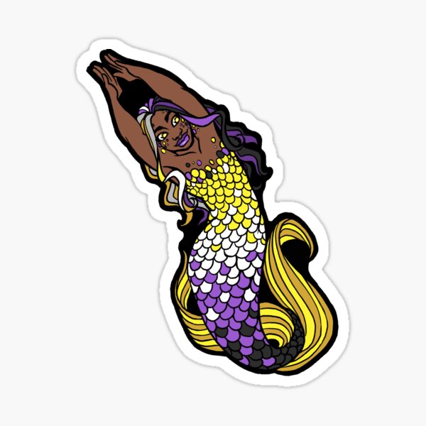 Nonbinary Pride Arms Up Merfolx Sticker