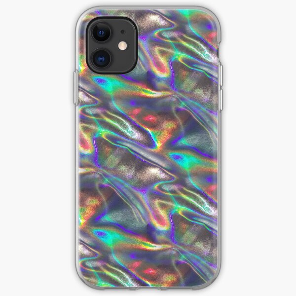 silver holographic print iPhone Soft Case