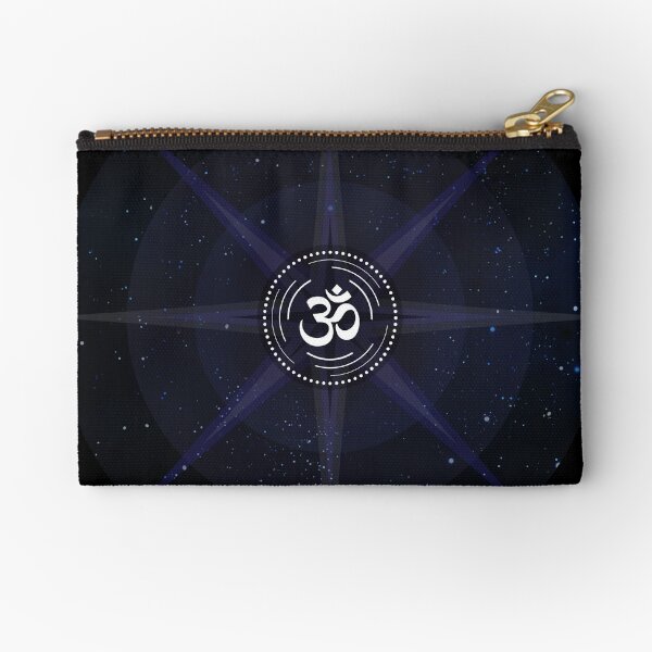 Stars with White Om Sound Symbol Zipper Pouch