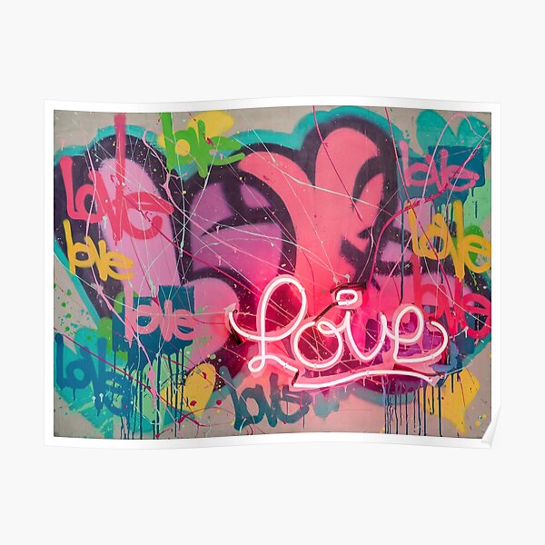 Neon Love, Colorful Graffiti, Love, Graffiti, Street Art, Throw Pillow,  Cushion 