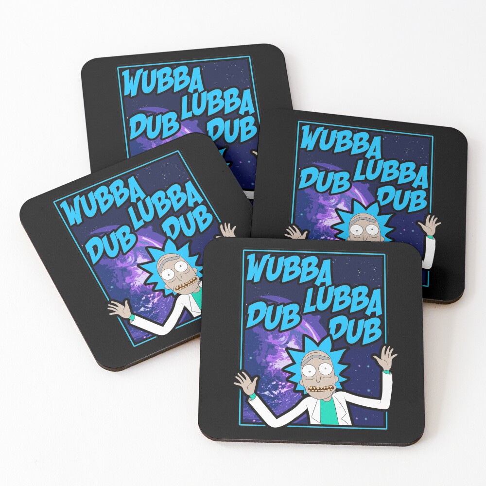 Rick Sanchez Wubba Lubba Dub Dub Quote Coasters (Set of 4)