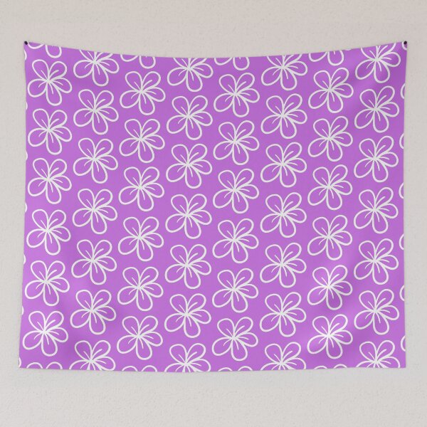 Item preview, Romantic flower pattern in white on violet background designed and sold by Artlajf.