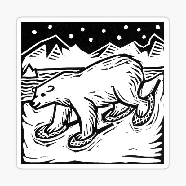 Polar Bear with Snowshoes Sticker