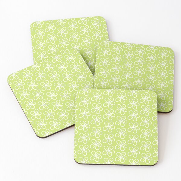 Item preview, Joyful flower pattern in white on green background designed and sold by Artlajf.