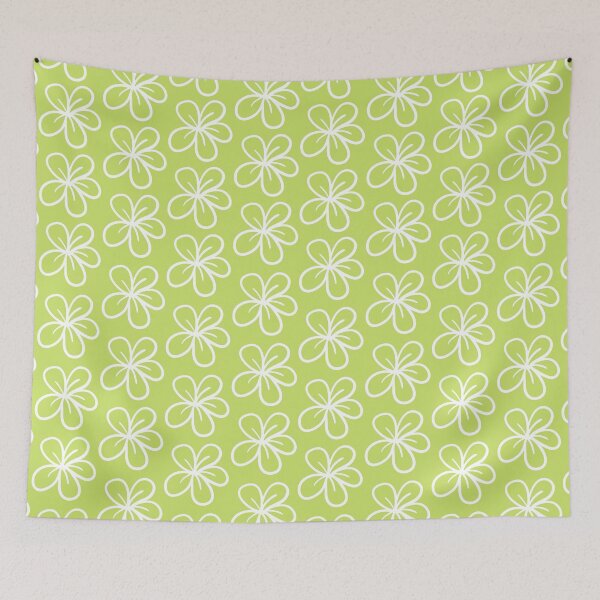 Item preview, Joyful flower pattern in white on green background designed and sold by Artlajf.