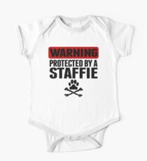 Warning Protected By A Staffie One Piece - Short Sleeve