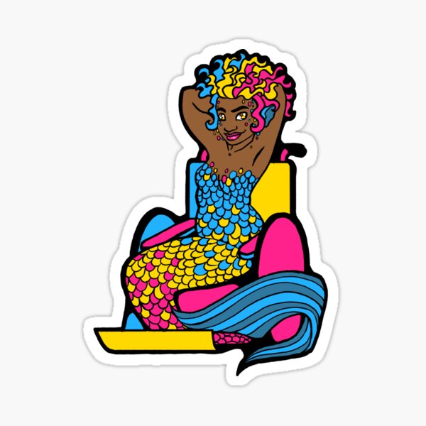 Pansexual Pride Wheelchair Merfolx Sticker