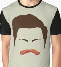 Ron Swanson Bacon Mustache Graphic T-Shirt