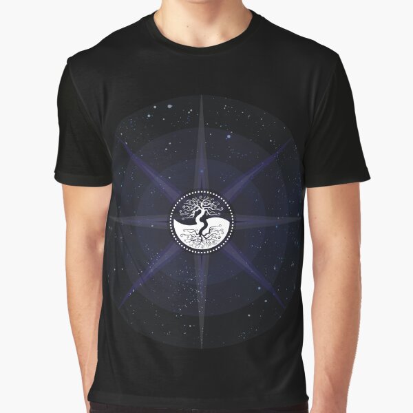 Stars with White Tree of Life Symbol Graphic T-Shirt