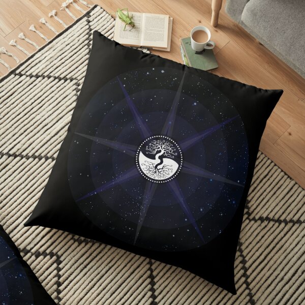 Stars with White Tree of Life Symbol Floor Pillow