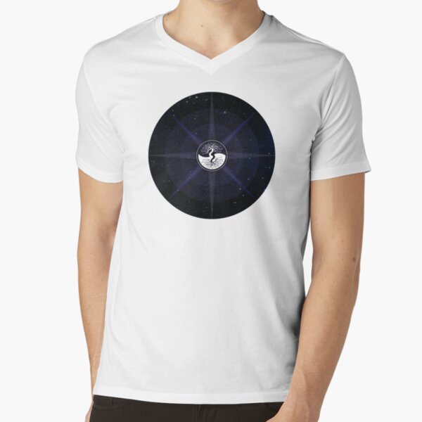 Stars with White Tree of Life Symbol V-Neck T-Shirt