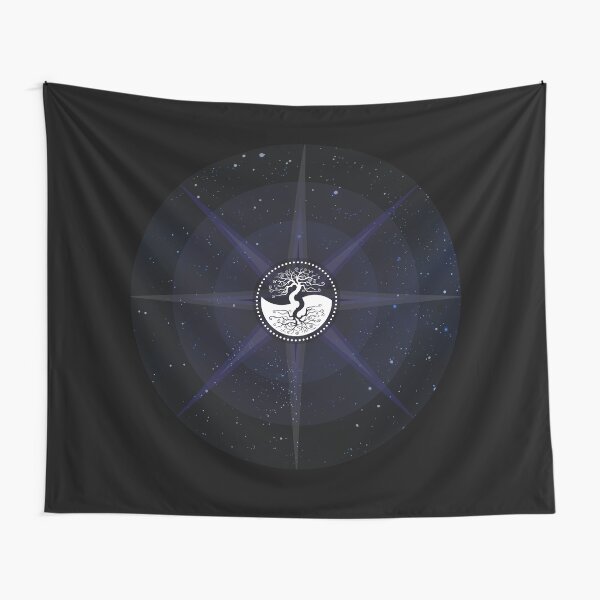 Stars with White Tree of Life Symbol Tapestry