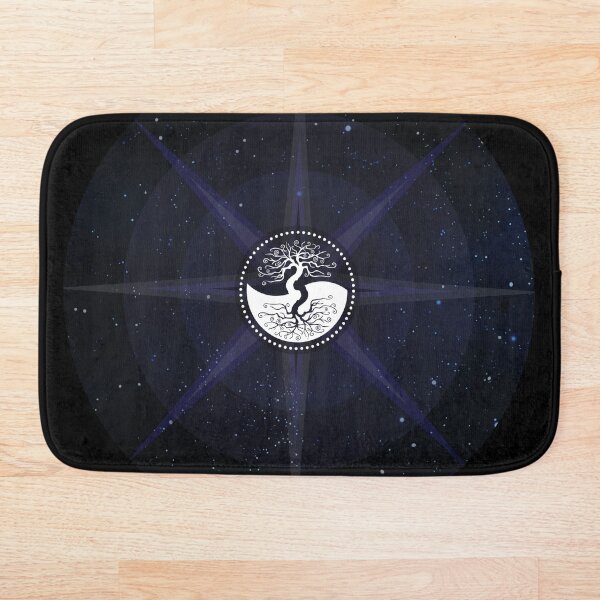 Stars with White Tree of Life Symbol Bath Mat