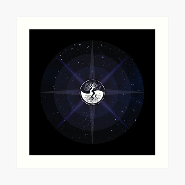 Stars with White Tree of Life Symbol Art Print