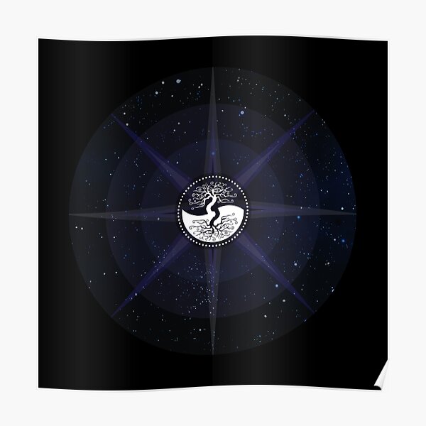 Stars with White Tree of Life Symbol Poster