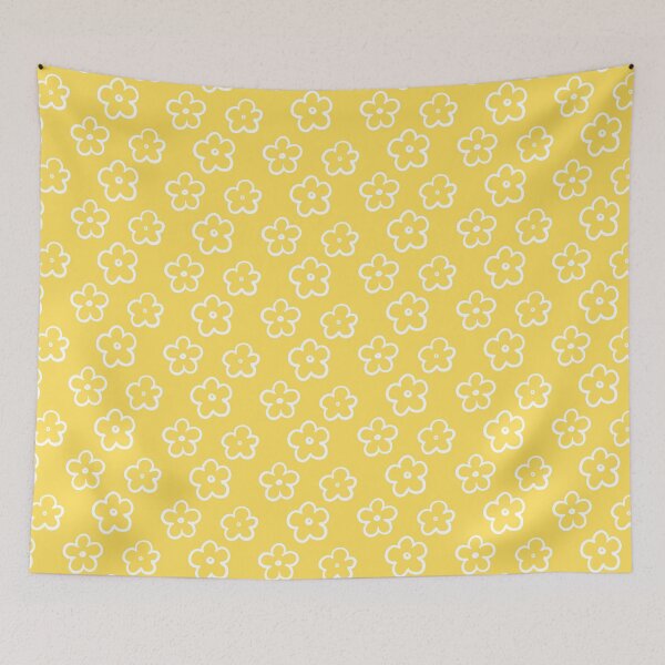 Item preview, Romantic flower pattern in white on yellow background  designed and sold by Artlajf.
