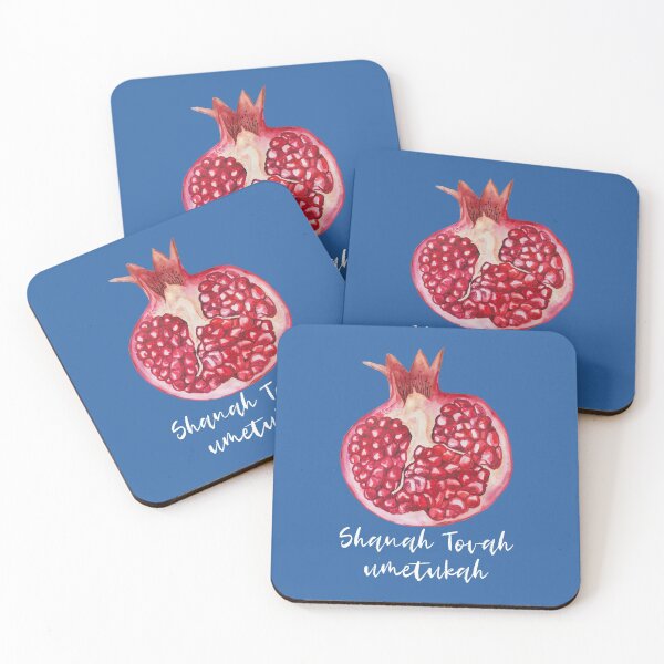 Item preview, Rosh Hashanah Hebrew Wishes with Pomegranate designed and sold by Amber Dove Studio.