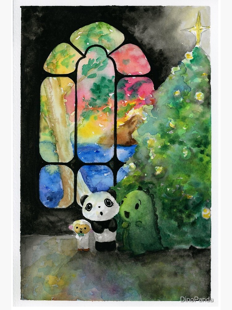 Dino & Panda Watercolour Painting: Singing Christmas Carols by Stained  Glass Window Art Board Print for Sale by DinoPanda