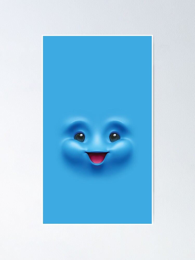 Blue Cute Emoji Face\